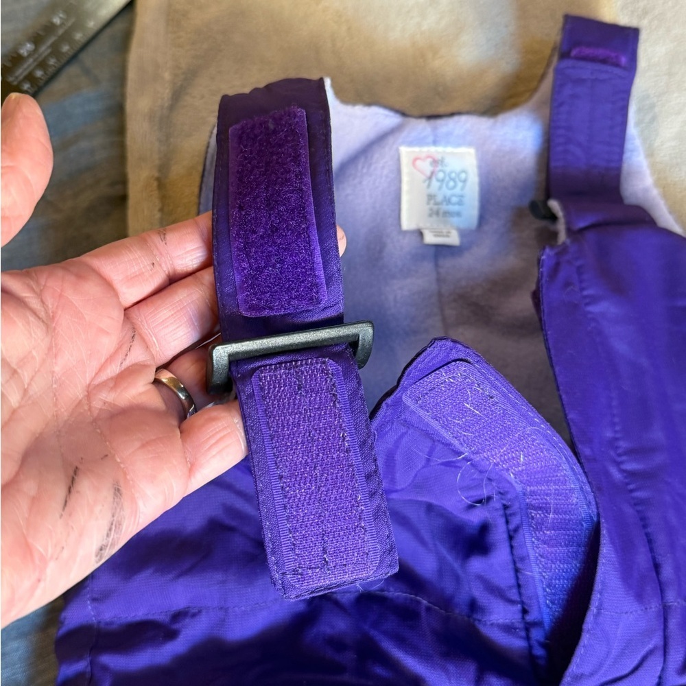 1989 Place Kids Purple Quilted Snow Bib Ski Pants Size 24M - Picture 4 of 11
